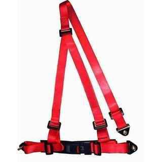 Buckle Style Red Racing Safety Belts With Bolts / 3 Point Retractable Seat Belts