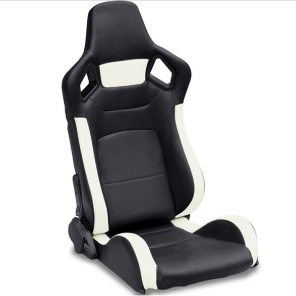 PVC Adjustable White And Black Racing Seats / Sports Car Seat with single slider