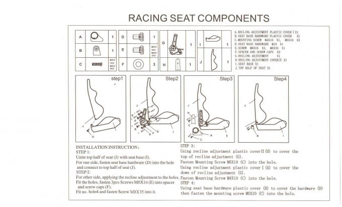 Deporte universal ajustable del automóvil que compite con asientos con el resbalador doble o simple
